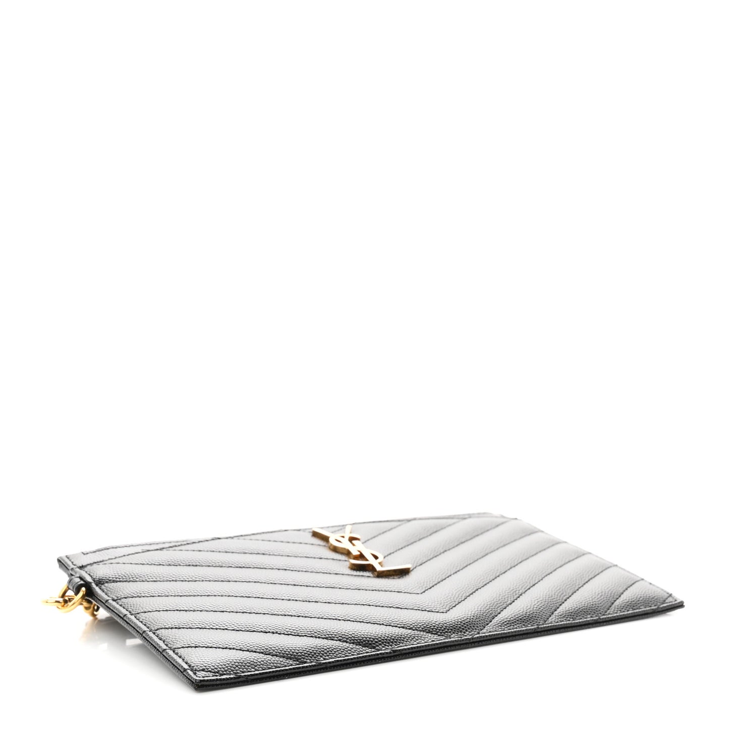 Grain De Poudre Chevron Monogram Large Bill Pouch Black