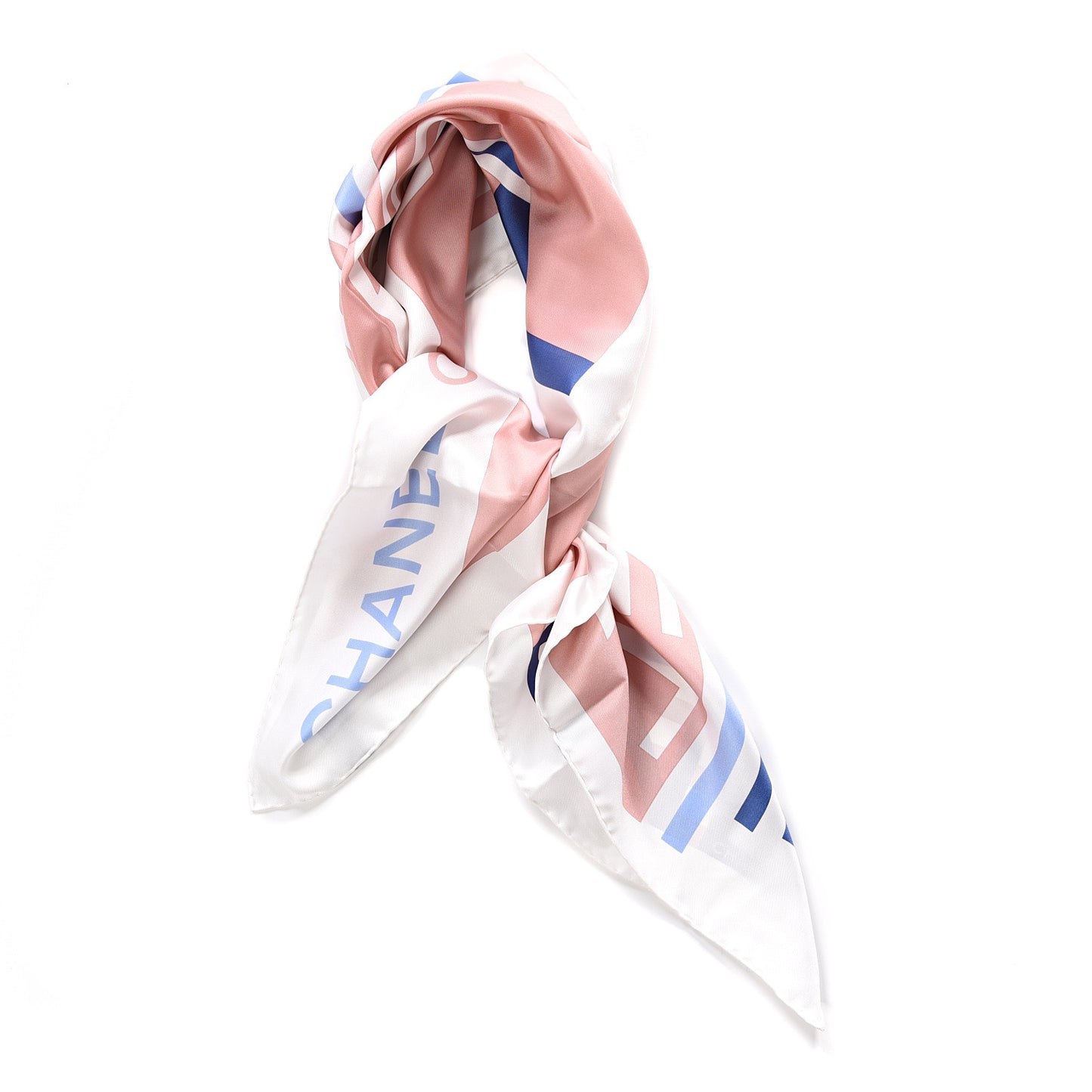 Silk Cruise Print CC Square Scarf Light Pink White