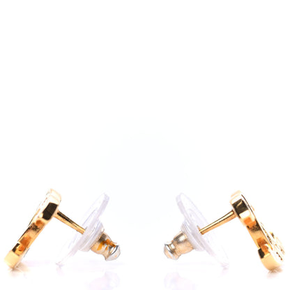 Chanel Metal CC Paris Button Stud Earrings Gold 3 of 4