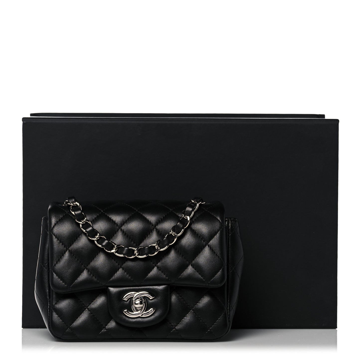 Lambskin Quilted Mini Square Flap Black