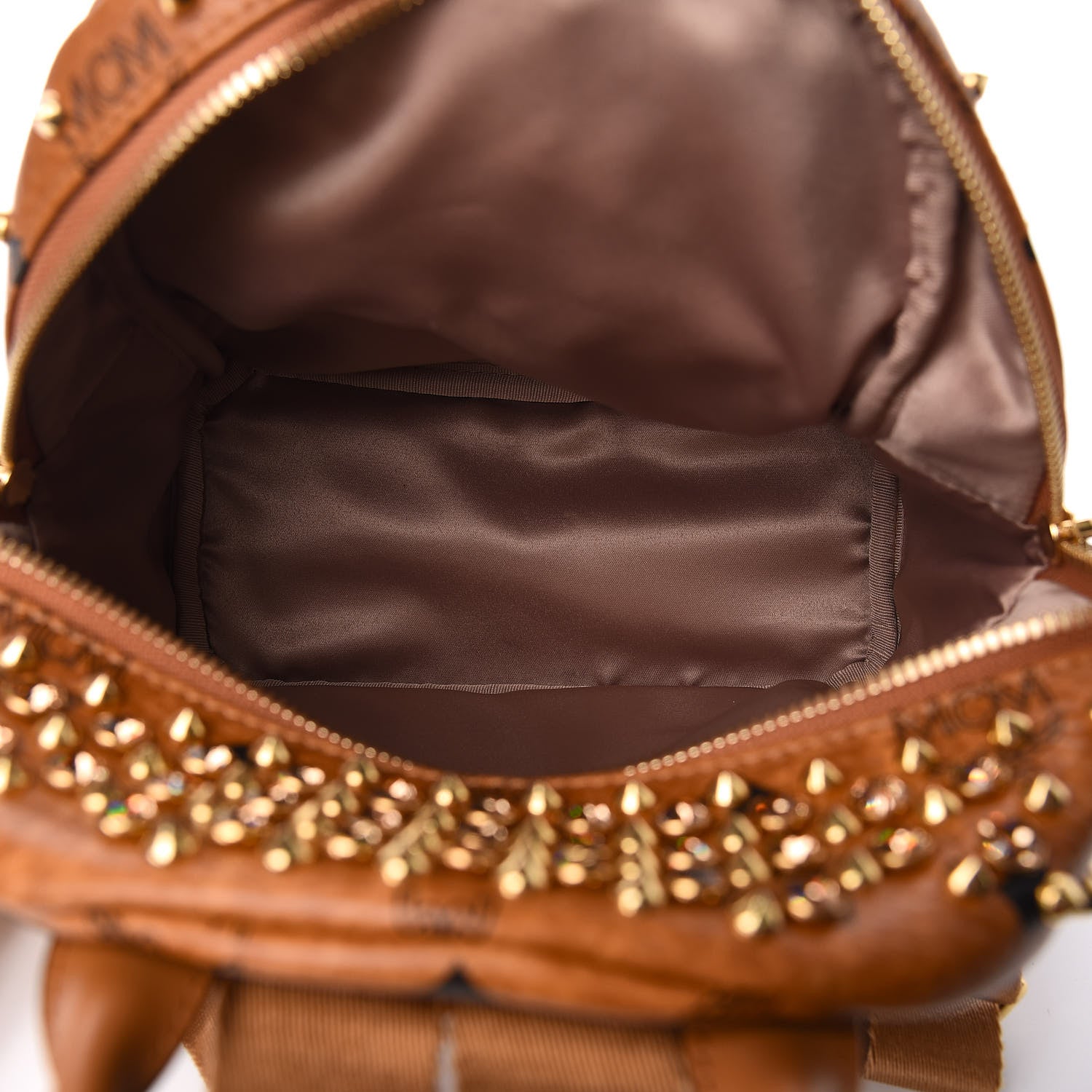MCM Visetos Swarovski Mini Stark Diamond Backpack Cognac 4 of 10