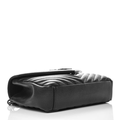 Saint Laurent Sheepskin Matelasse Chevron Monogram Medium College Bag Black 4 of 10