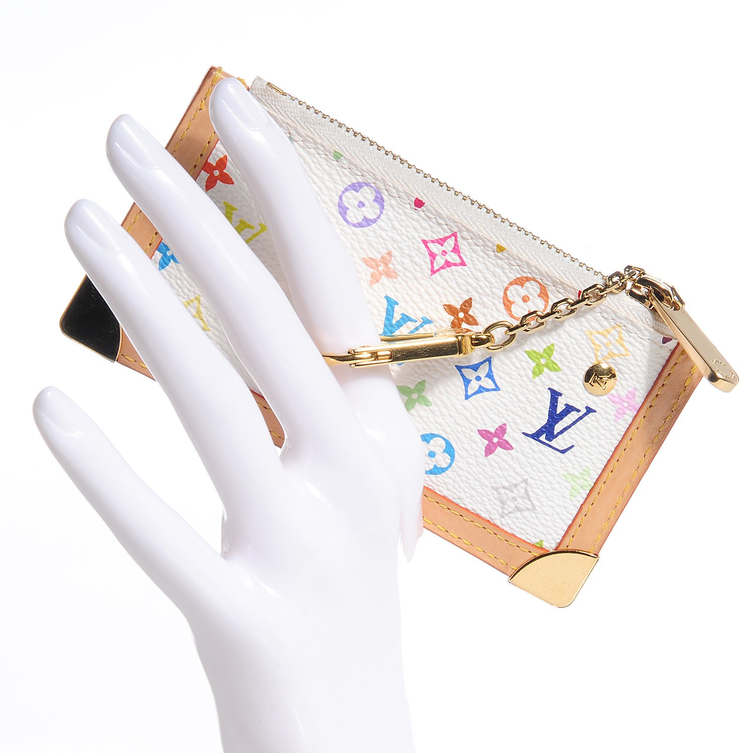 Louis Vuitton Monogram Multicolor Key Pouch White 2 of 8