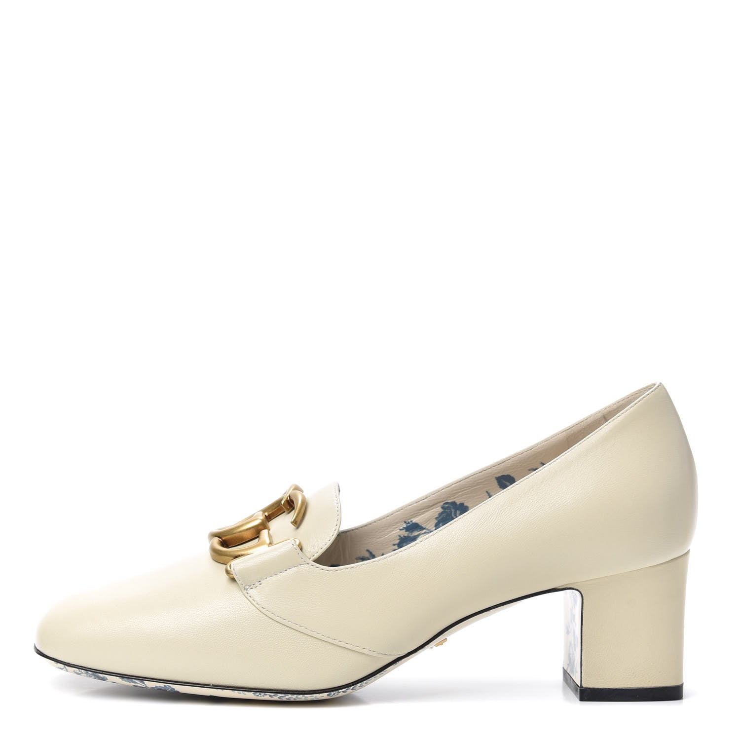 Gucci Malaga Kid GG Victoire 55mm Loafer Pumps 39.5 Vintage White 1 of 7