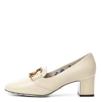 Gucci Malaga Kid GG Victoire 55mm Loafer Pumps 39.5 Vintage White 1 of 7