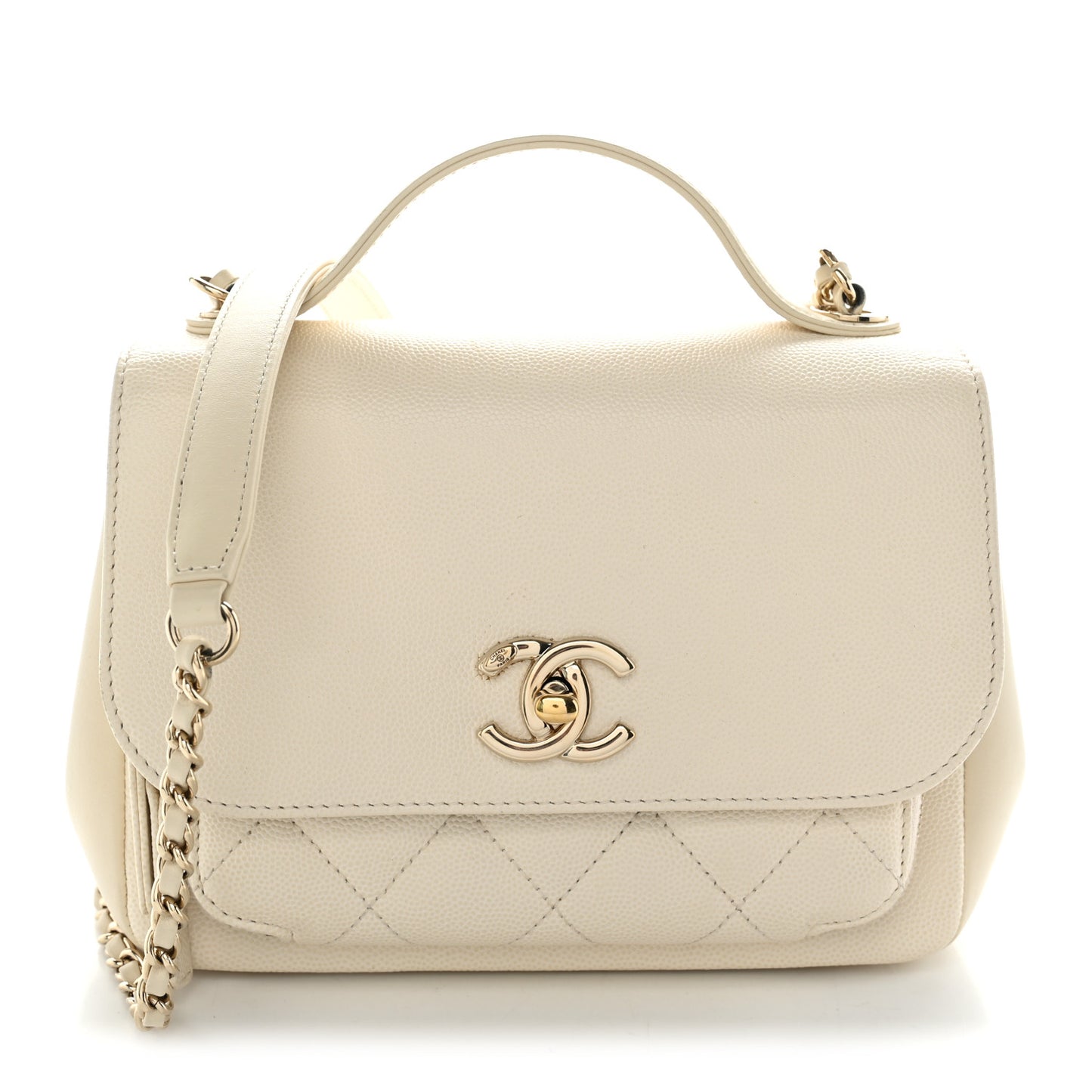 Caviar Quilted Small Business Affinity Flap White