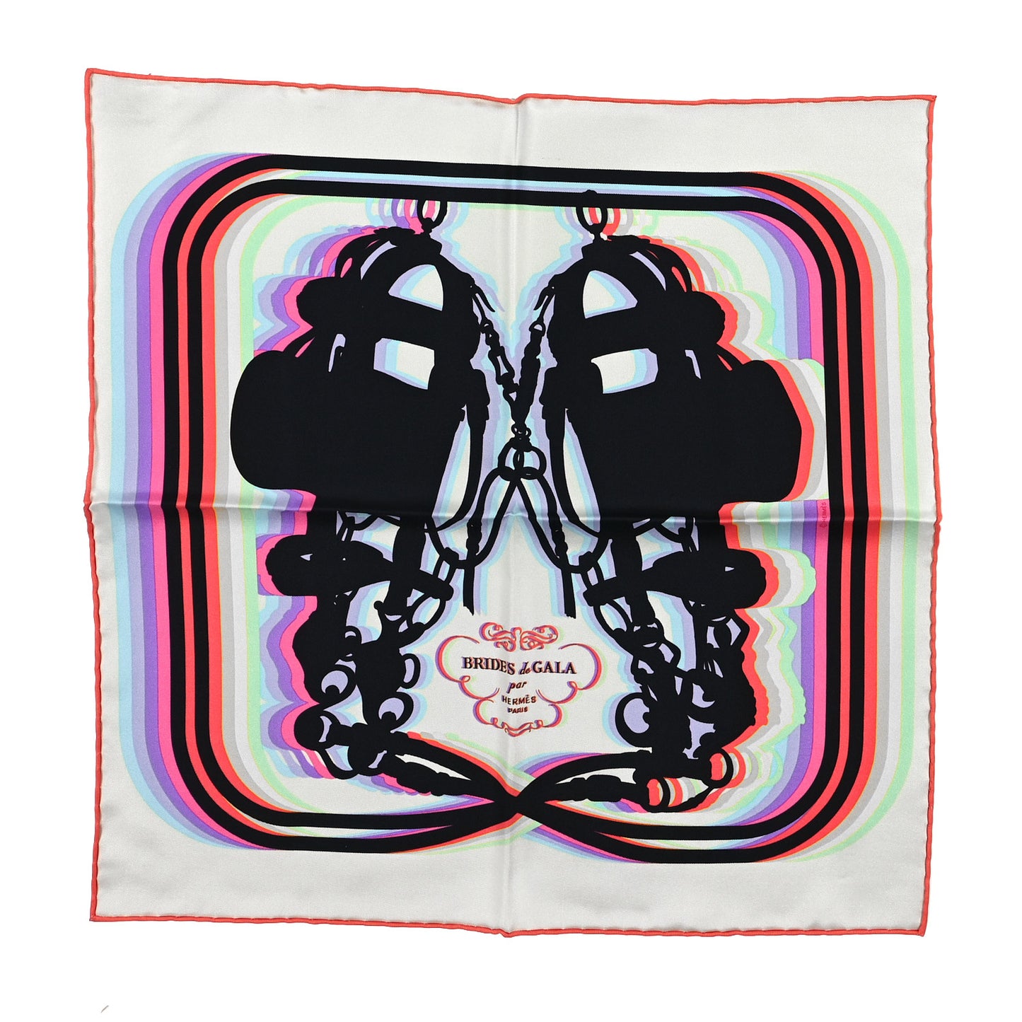 Silk Brides De Gala Shadow Scarf 45 Creme Black Rose Fluo