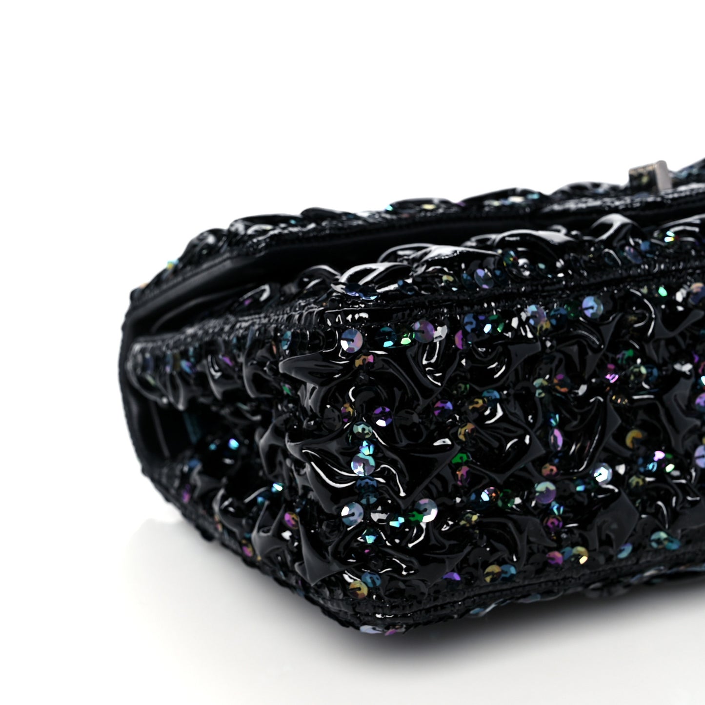 Patent Sequin Crystal Ruched 2.55 Reissue 225 Flap Black