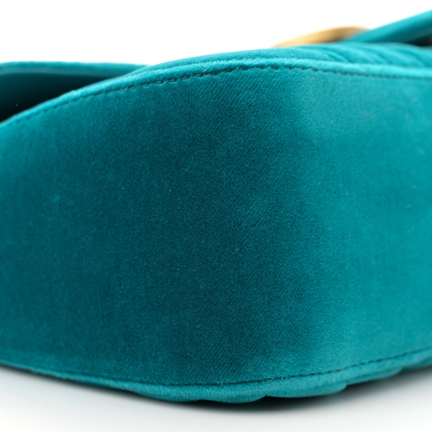 Velvet Matelasse Small GG Marmont Shoulder Bag Pavone Cyan