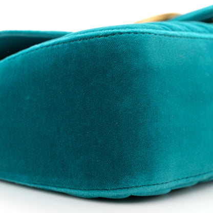 Gucci Velvet Matelasse Small GG Marmont Shoulder Bag Pavone Cyan 9 of 10