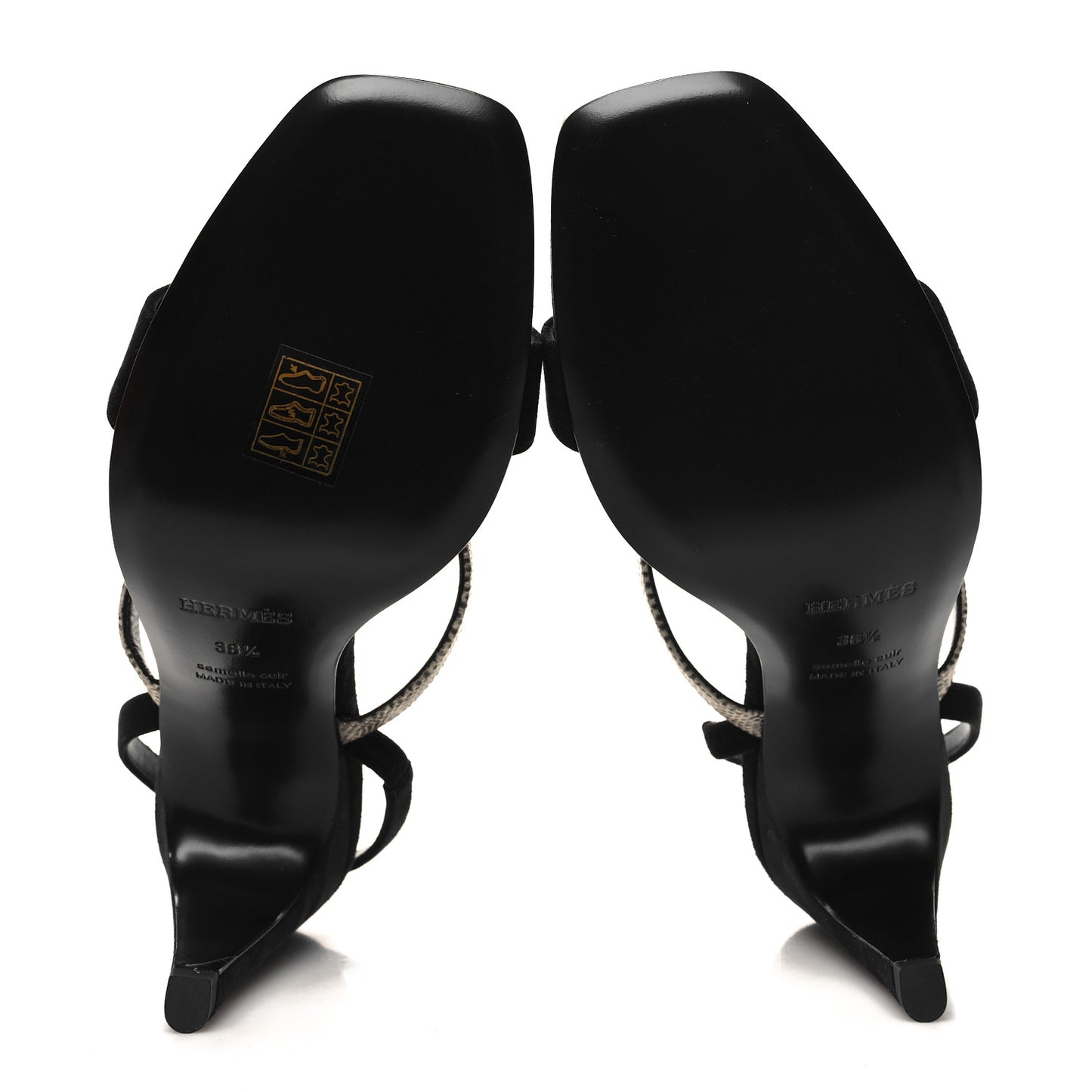 Suede Goatskin Lizard Glamour 95 Sandals 38.5 Black Ombre