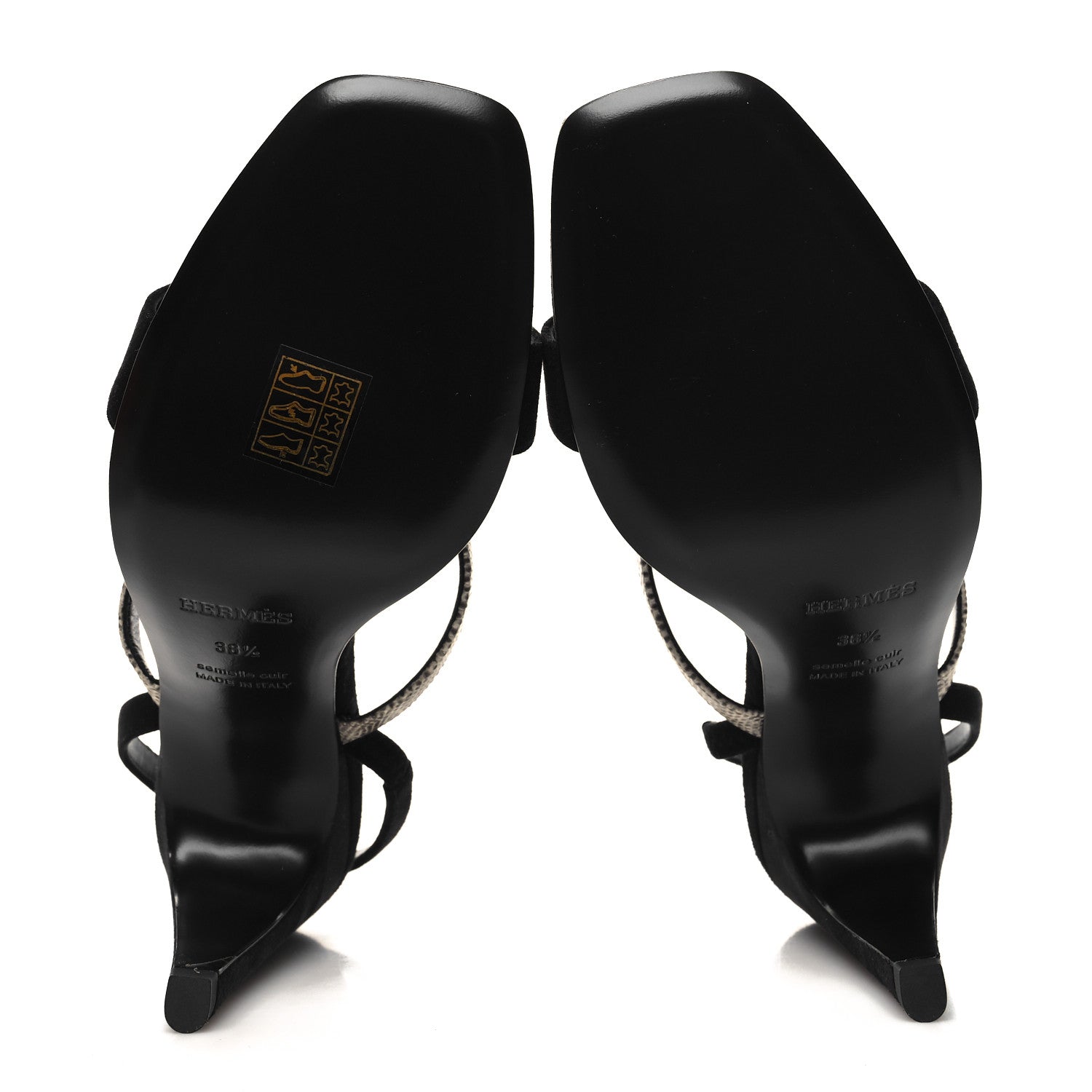 Hermes Suede Goatskin Lizard Glamour 95 Sandals 38.5 Black Ombre 5 of 8