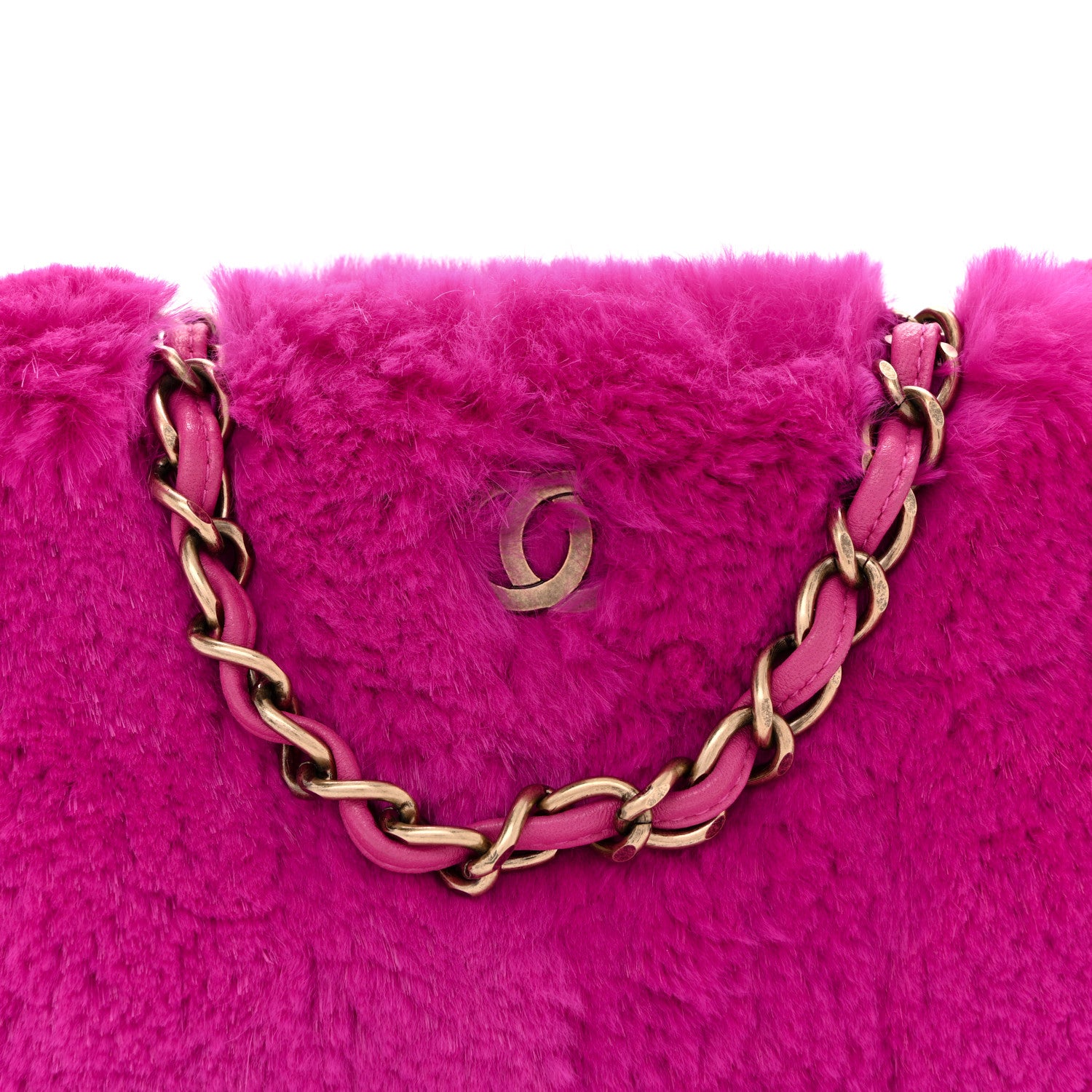 Chanel Rabbit Fur Shoulder Bag Fuchsia 8 of 11