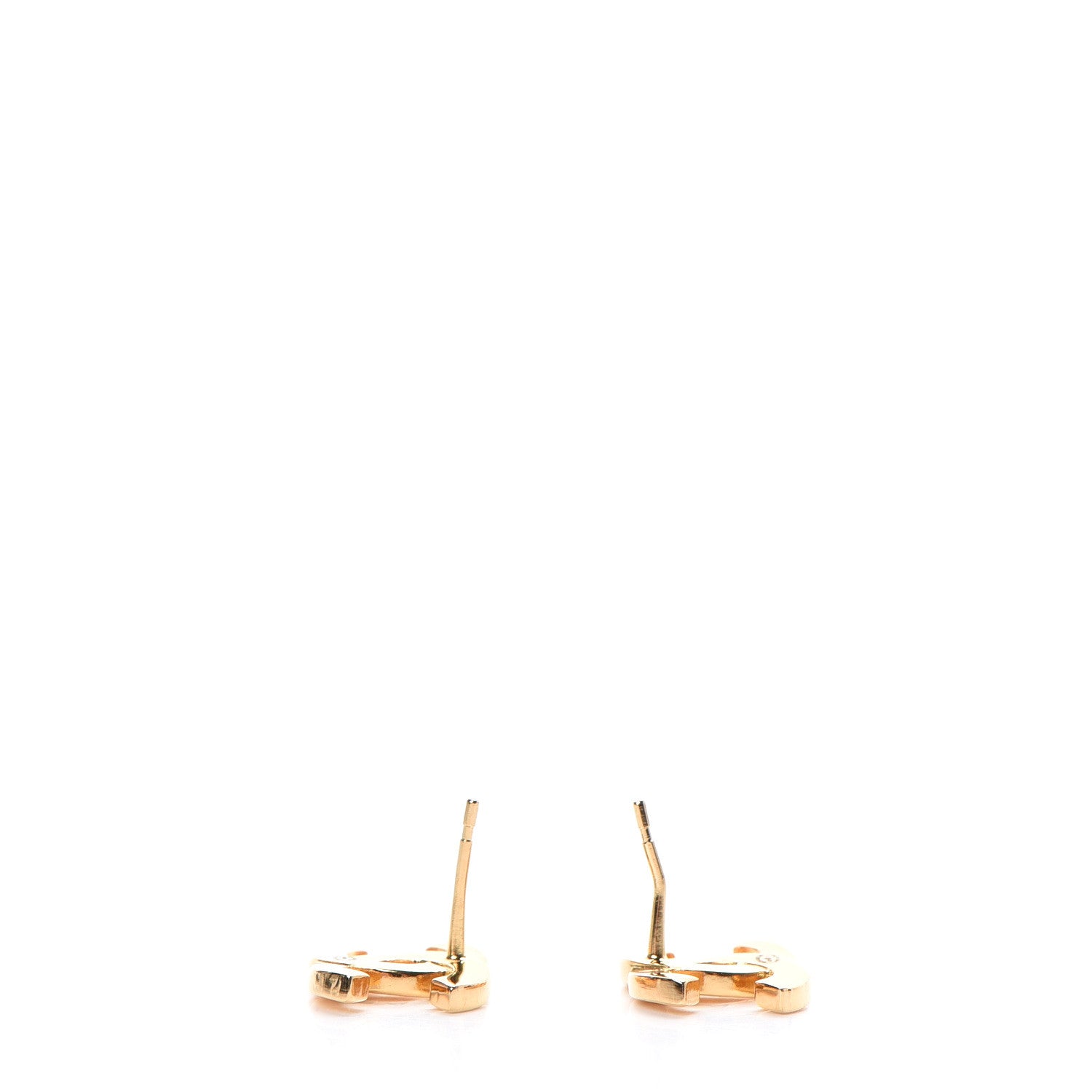 Chanel Metal CC Paris Button Stud Earrings Gold 5 of 6