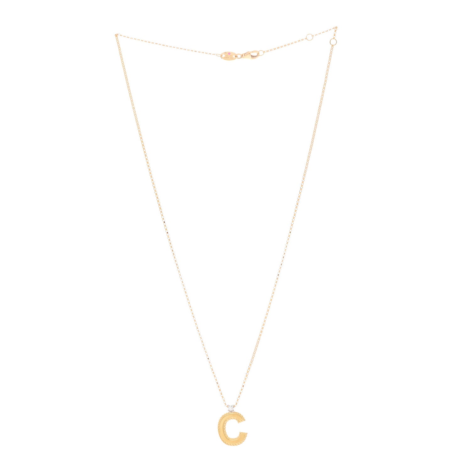 Roberto Coin 18K Yellow Gold Diamond Princess Initial C Pendant Necklace 3 of 5