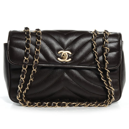 Chanel Lambskin Small Chevron Flap Dark Brown 1 of 7