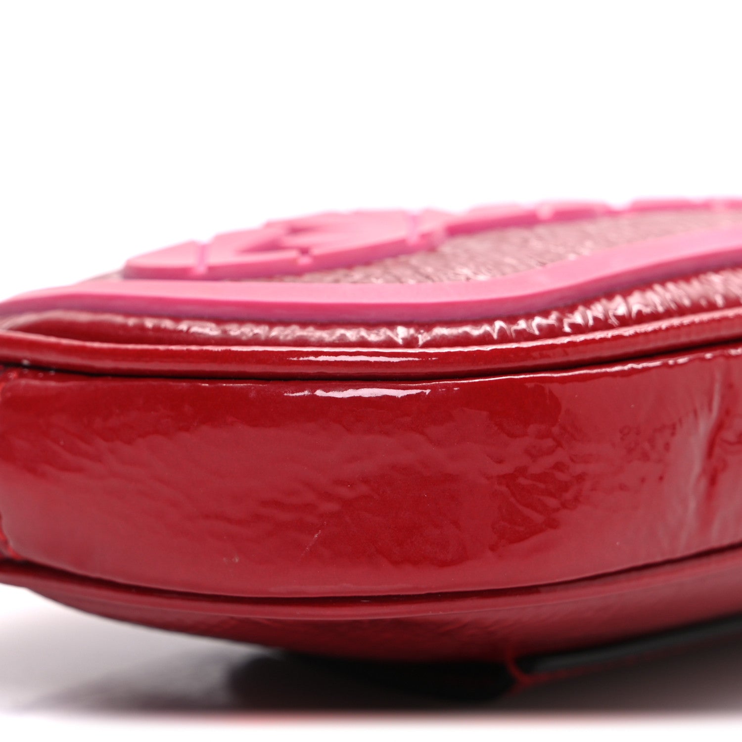 Gucci Patent Rubber Game Patch Logo Belt Bag  85 34 Hibiscus Red 9 of 11