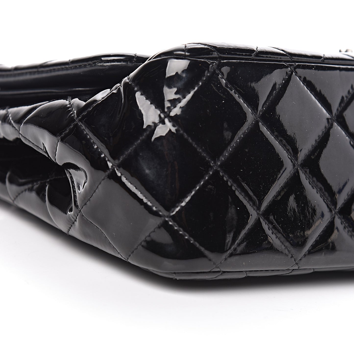 Patent Quilted Jumbo Double Flap Black