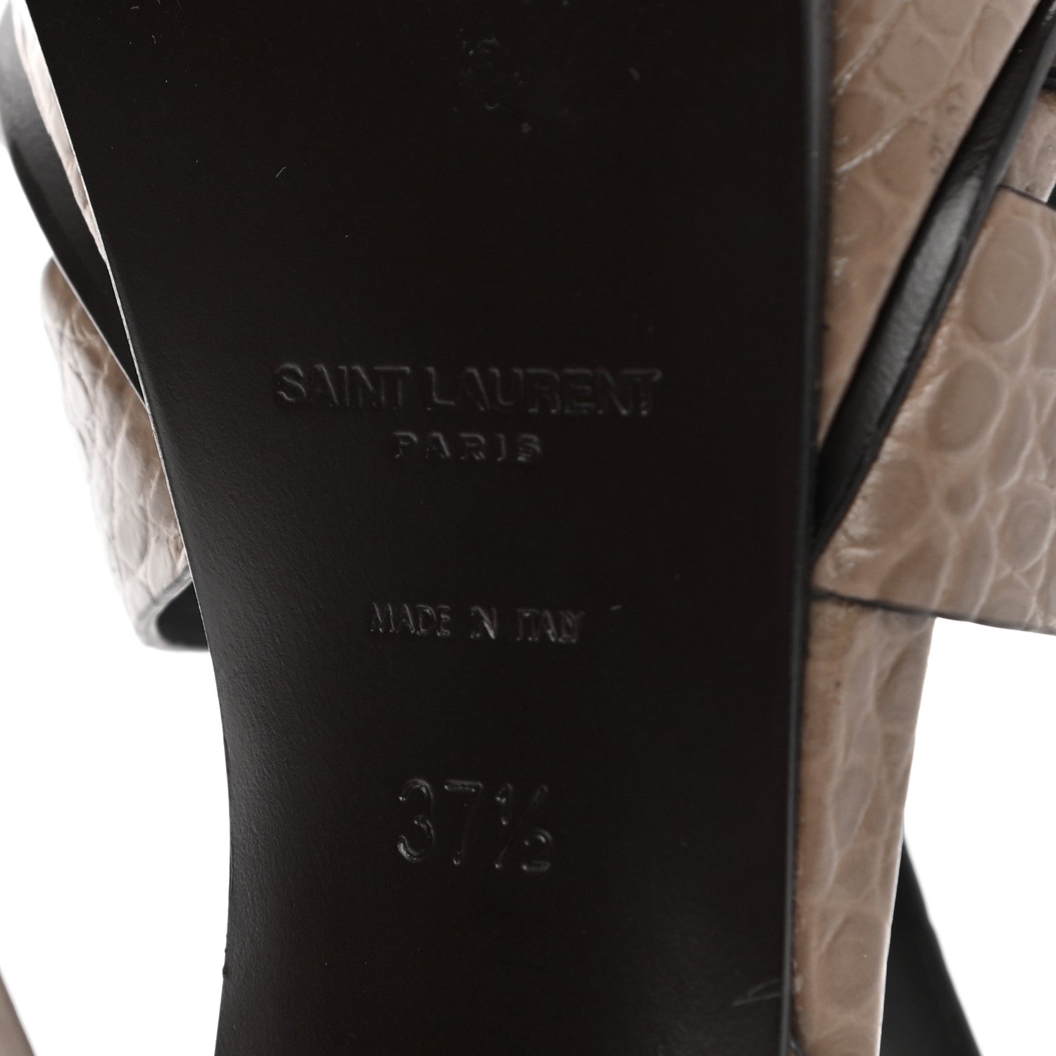 Saint Laurent Calfskin Embossed Crocodile Tribute 105 Platform Sandals 37.5 Dusty Grey 6 of 9
