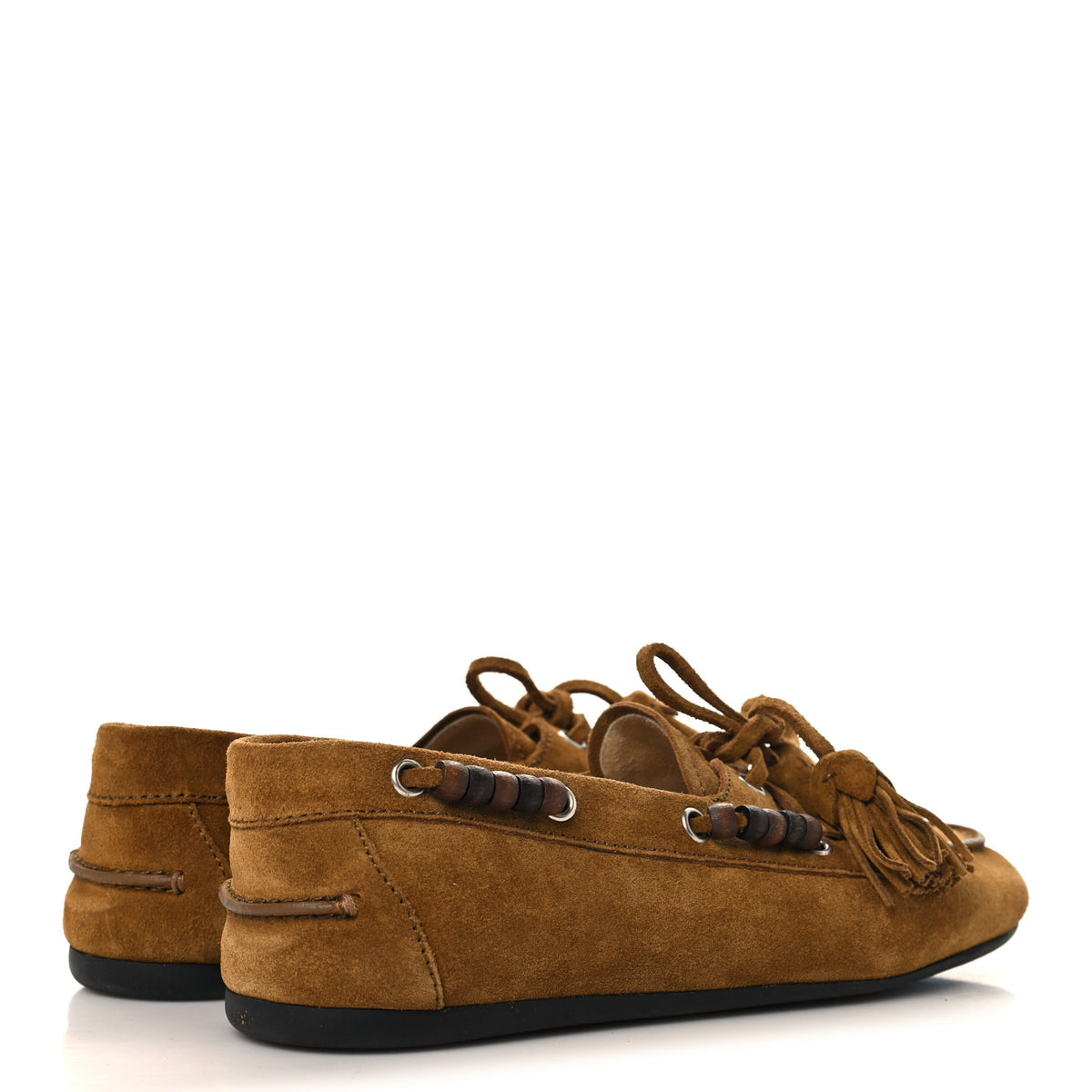 Miu Miu Scamosciato Tassel Deck Shoes 38 Oliva 5 of 12