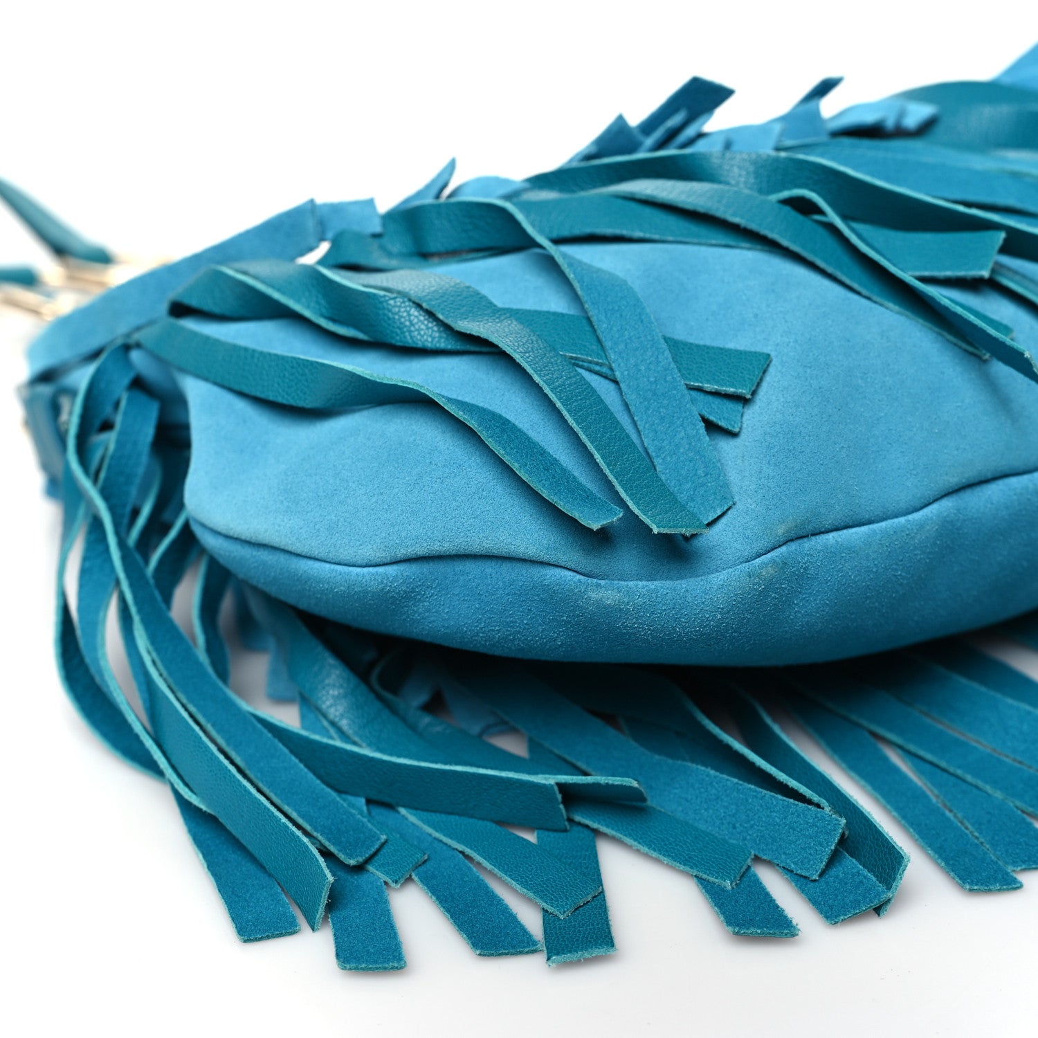 Saint Laurent Suede Boheme Fringe Hobo Blue 9 of 12