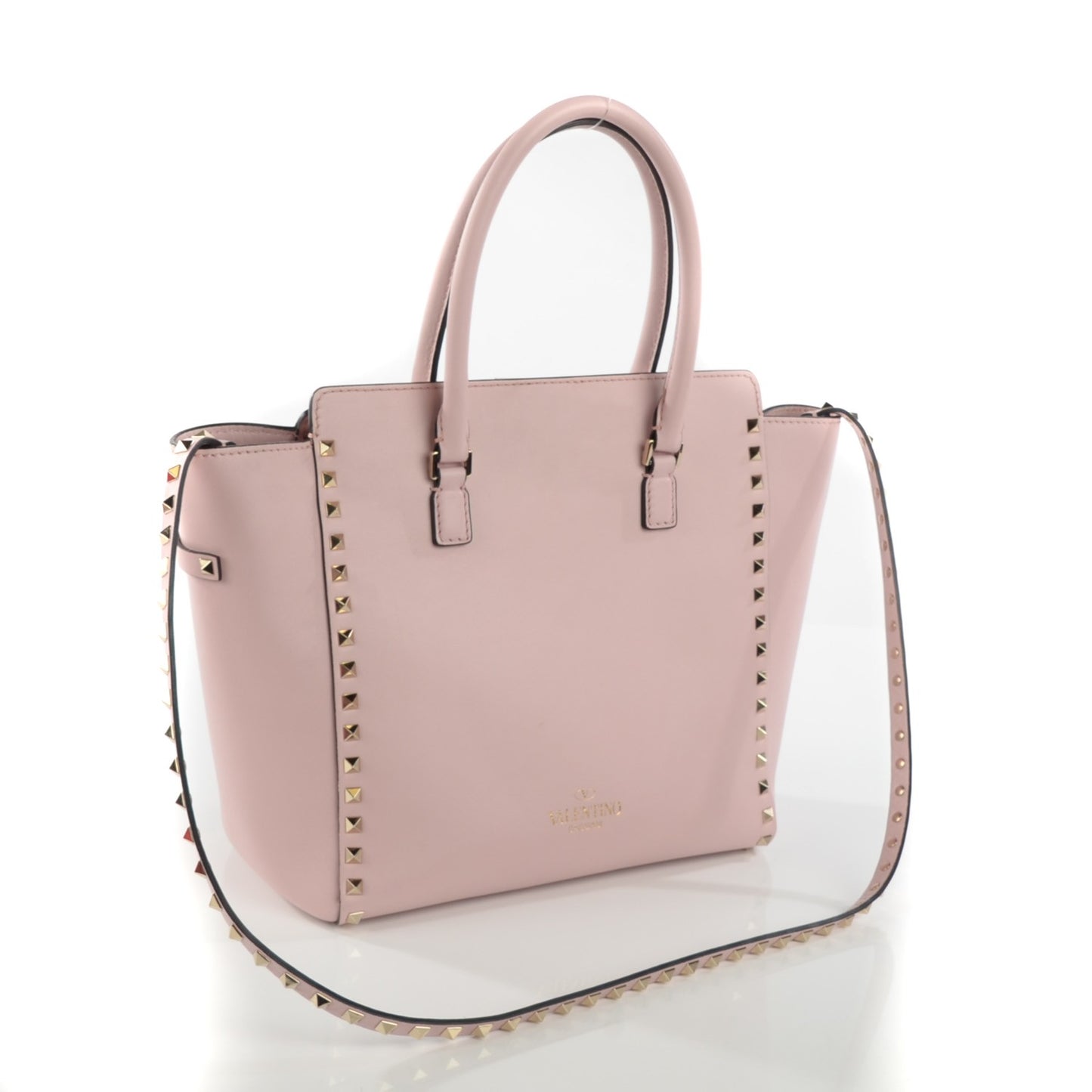 Vitello Rockstud Double Handle Tote Water Rose