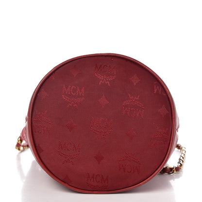 MCM Nylon Monogram Bucket Shoulder Bag Red 5 of 17