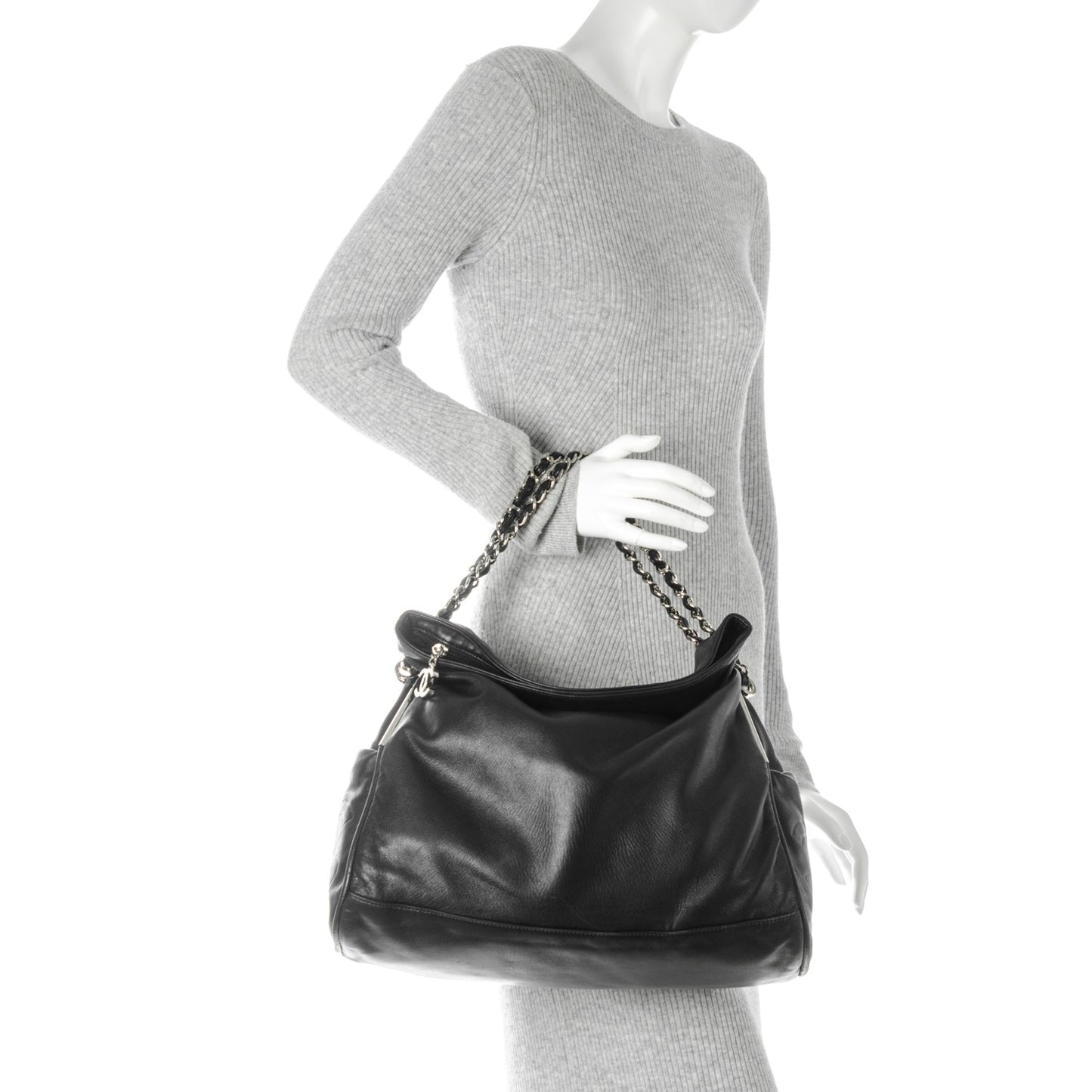 Lambskin Large Ultimate Soft Tote Black