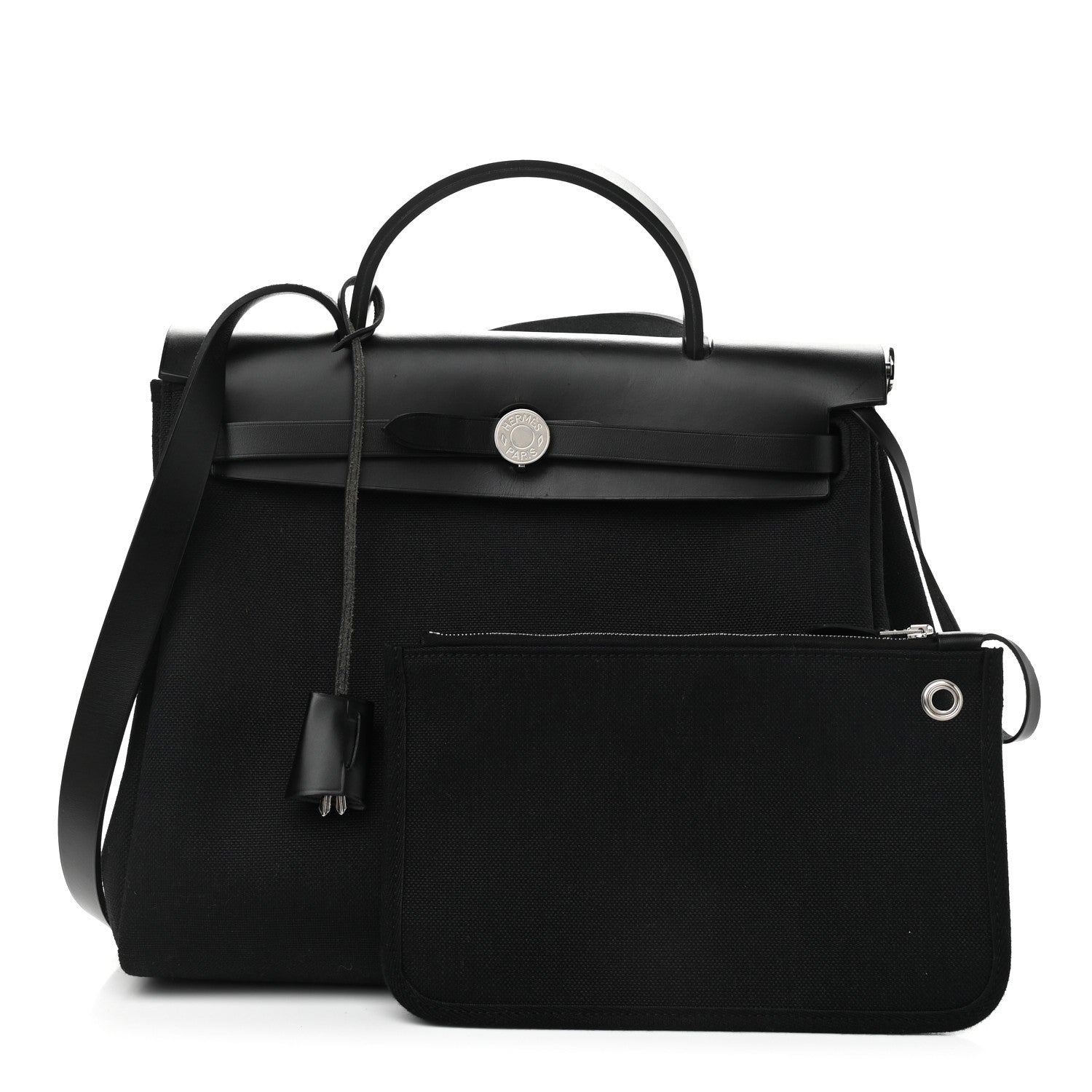 Hermes Military Toile Vache Hunter Herbag Zip Retourne 31 PM Black 1 of 12