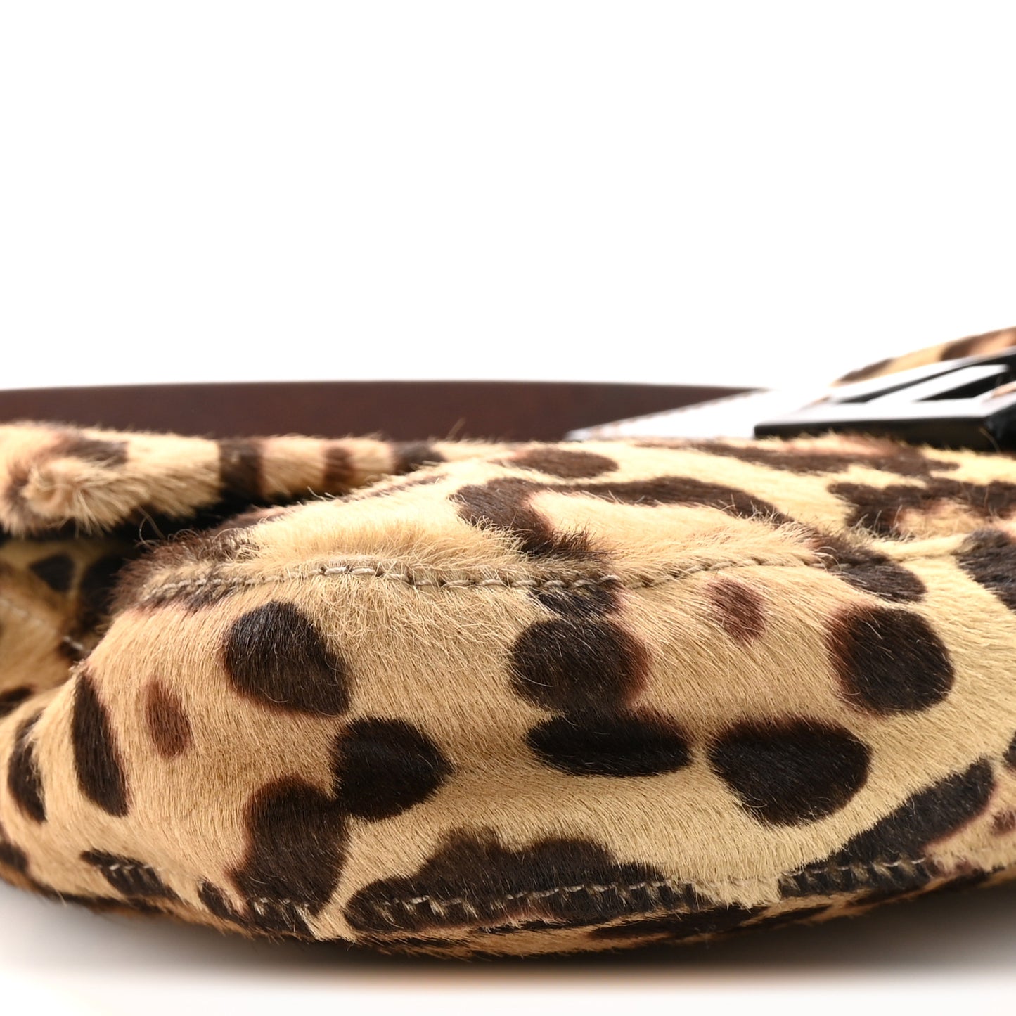 Calf Hair Leopard Print Baguette Brown