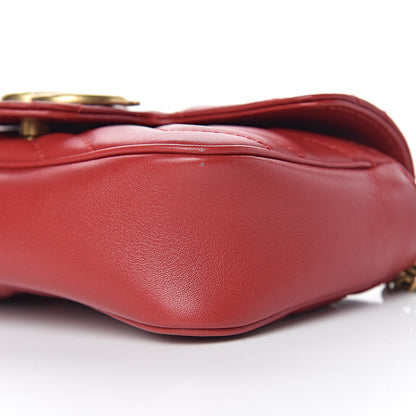 Gucci Calfskin Matelasse Super Mini GG Marmont Shoulder Bag Hibiscus Red 9 of 12