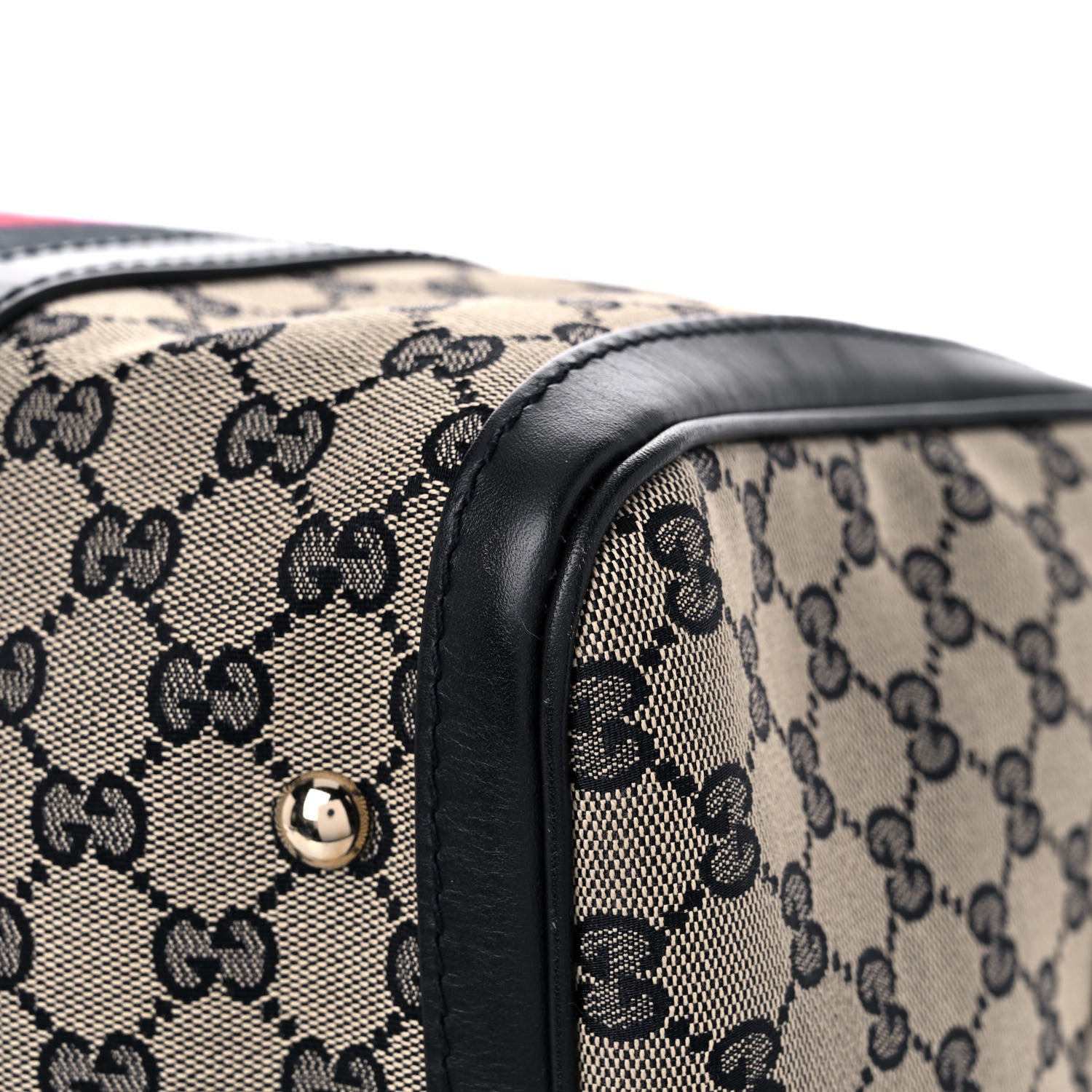 Gucci Monogram Selleria Calfskin Vintage Web Medium Boston Beige Blue 10 of 11
