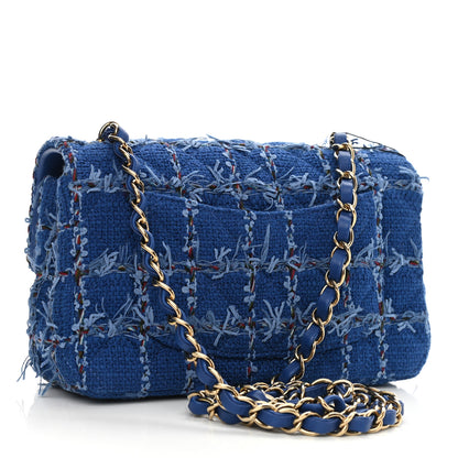 Chanel Tweed Quilted Mini Rectangular Flap Blue Multicolor 3 of 10
