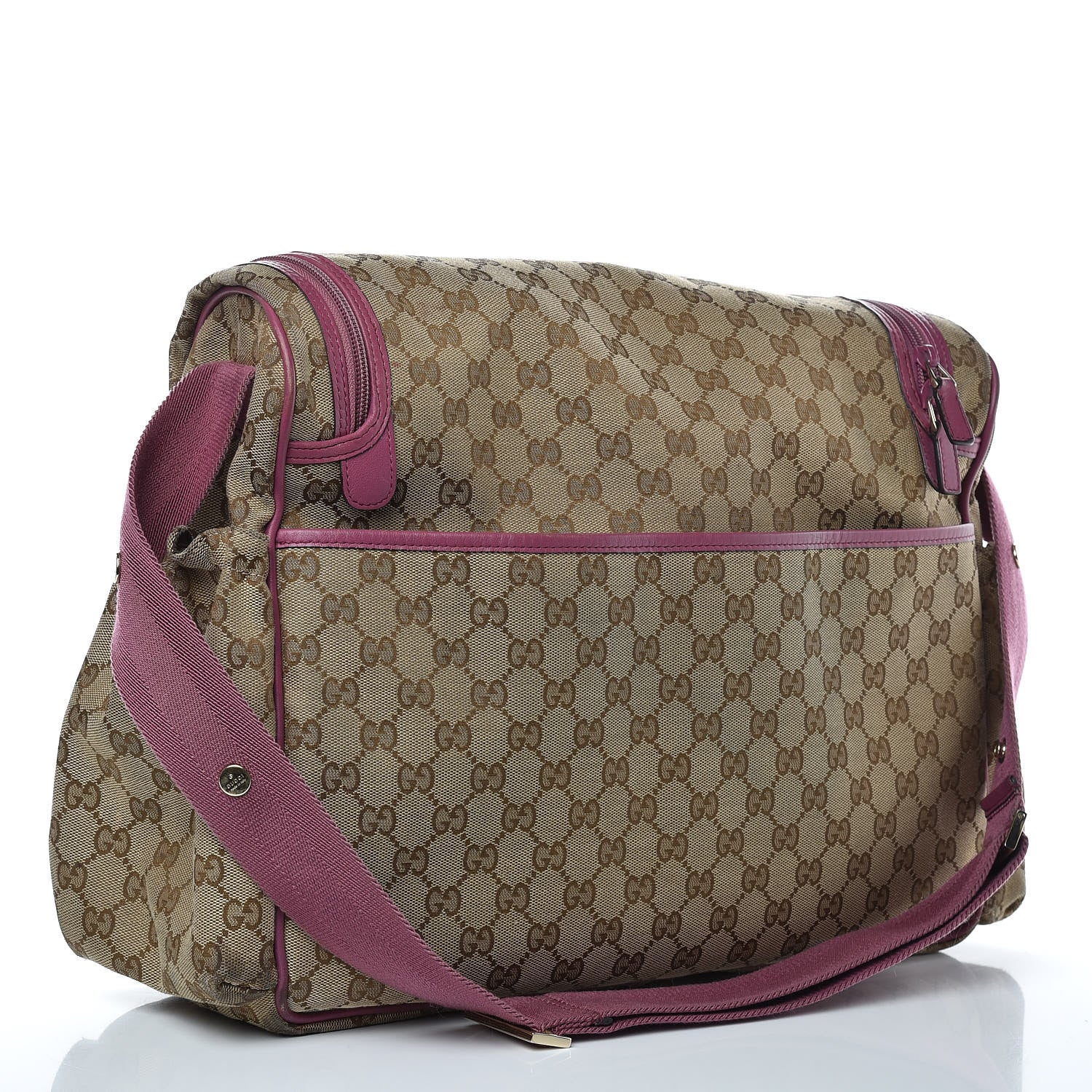 Gucci Monogram Margaux Calfskin Large Diaper Bag Beige Ebony Peonia Flower 3 of 17