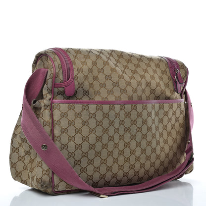 Gucci Monogram Margaux Calfskin Large Diaper Bag Beige Ebony Peonia Flower 3 of 17