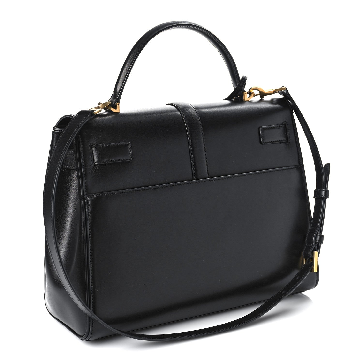 Saint Laurent Shiny Calfskin Le Fermoir Top Handle Bag Small Black 3 of 8