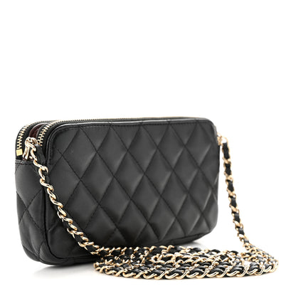 Chanel Lambskin Quilted Small Clutch With Chain Black 3 of 13
