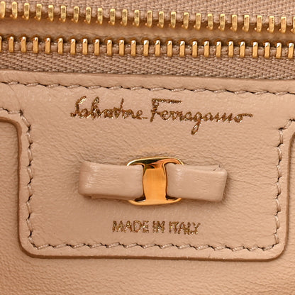 Salvatore Ferragamo Printed Calfskin Ginny Shoulder Bag Beige 6 of 14