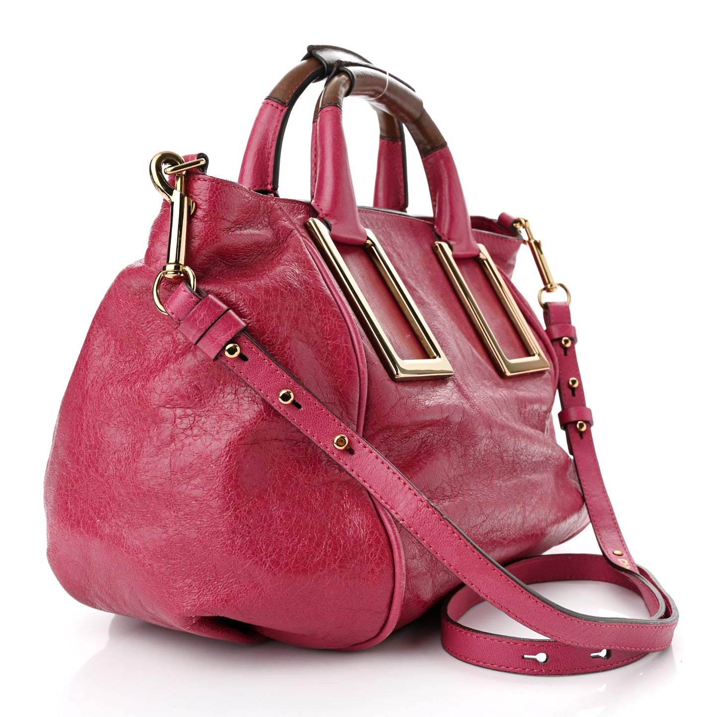 Tumbled Lambskin Small Ethel Satchel Cyclamen