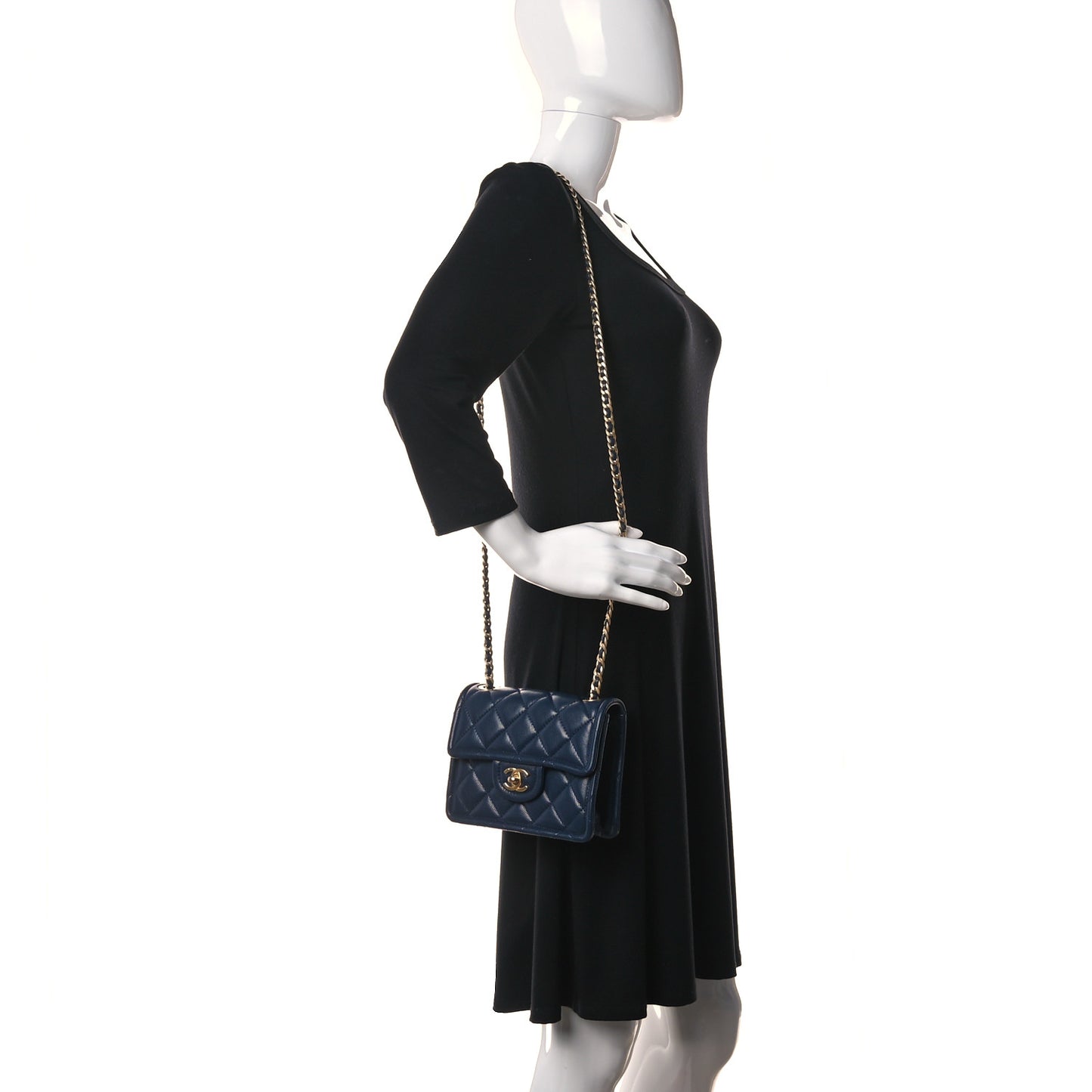 Caviar Quilted Mini Sweet Classic Flap Navy Blue