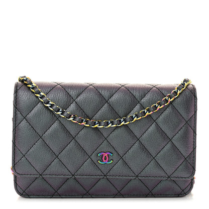 Chanel Iridescent Goatskin Quilted Wallet On Chain WOC Purple 1 of 11
