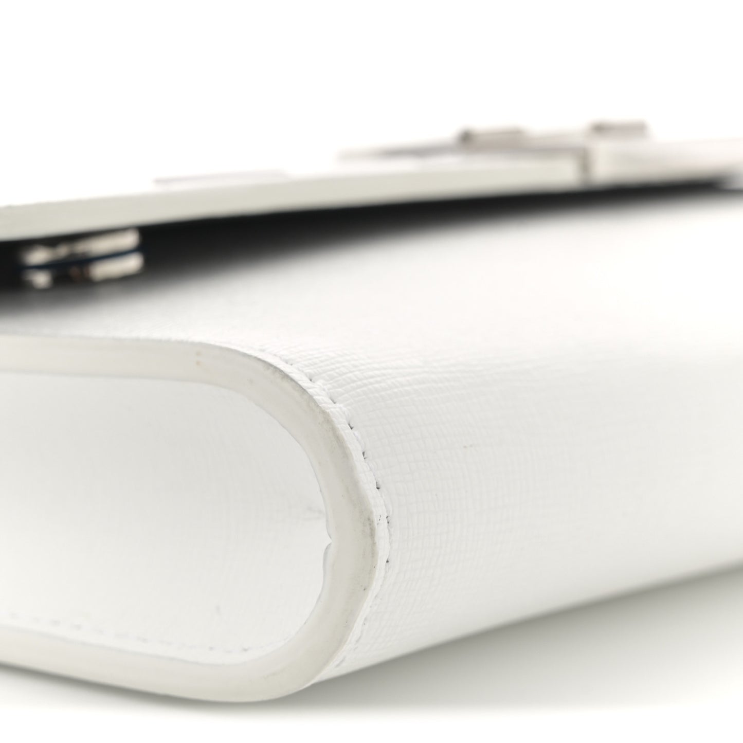 Saffiano Striped Diag Binder Clip Flap Wallet On Chain White Black