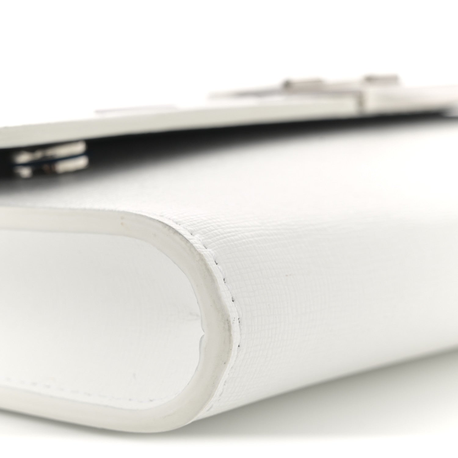 Off-White Saffiano Striped Diag Binder Clip Flap Wallet On Chain White Black 8 of 10
