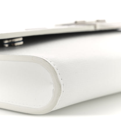 Off-White Saffiano Striped Diag Binder Clip Flap Wallet On Chain White Black 8 of 10