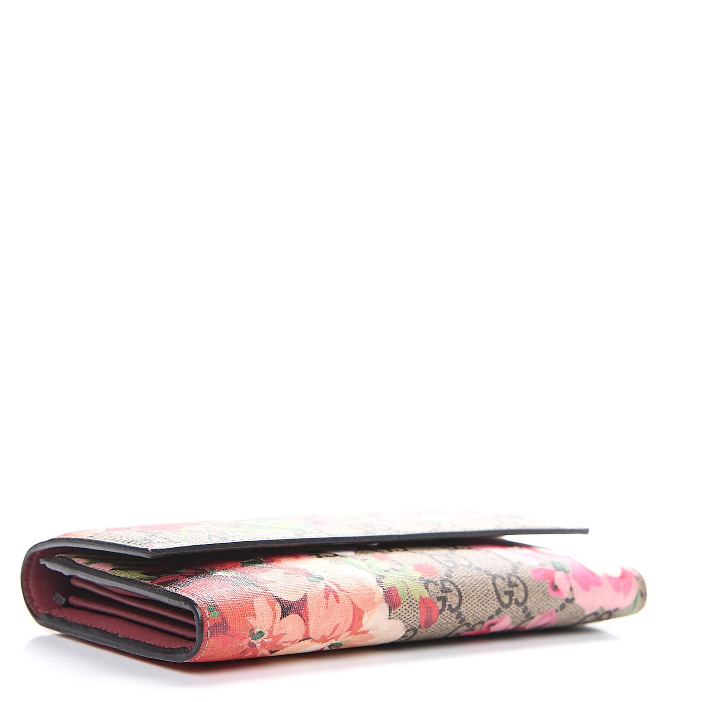 GG Supreme Monogram Blooms Continental Wallet Beige Multicolor Dry Rose