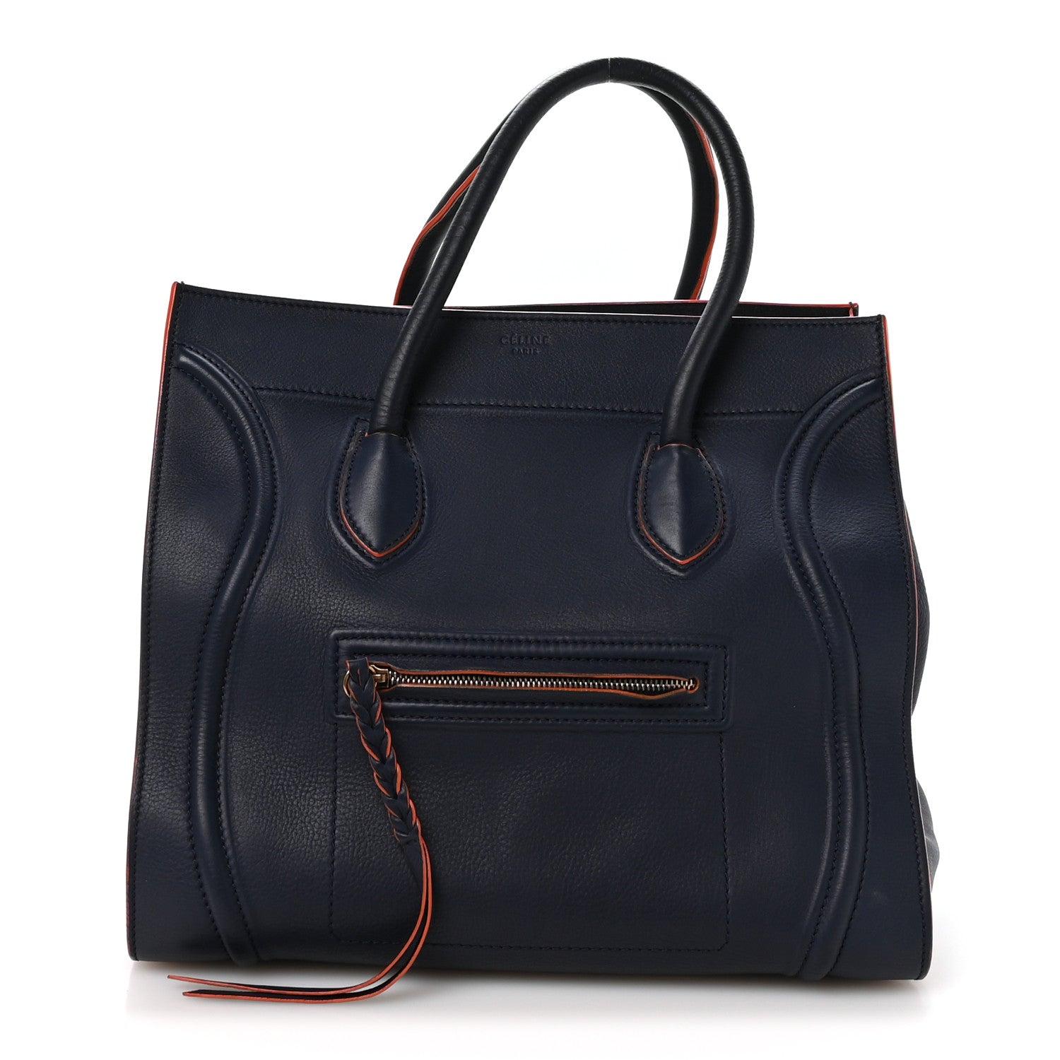 Celine Supple Calfskin Large Phantom Luggage Navy Blue Orange 1 of 10