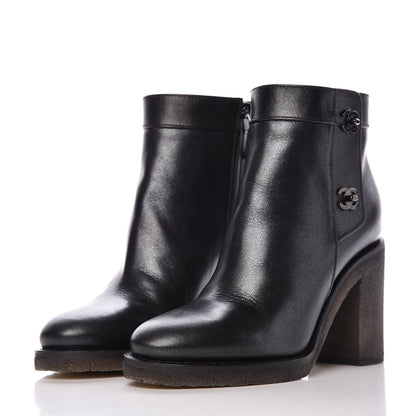 Chanel Iridescent Goatskin CC Turnlock Short Boots 37.5 Black 3 of 9