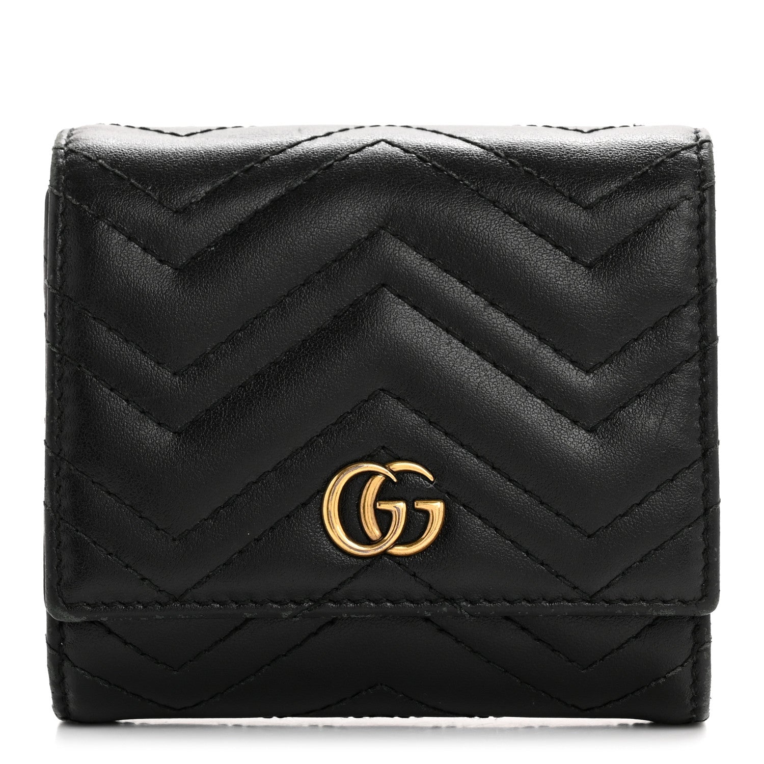 Gucci Calfskin Matelasse GG Marmont Medium Wallet Black 1 of 10