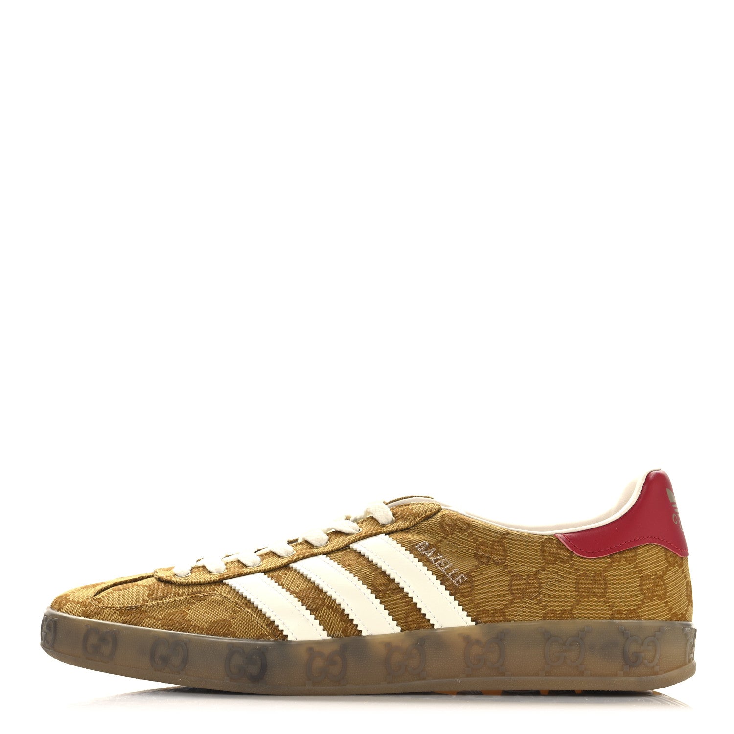 Gucci X ADIDAS Vintage GG Monogram Mens Gazelle Sneakers 11 Mid Natural Nut Off White 1 of 9