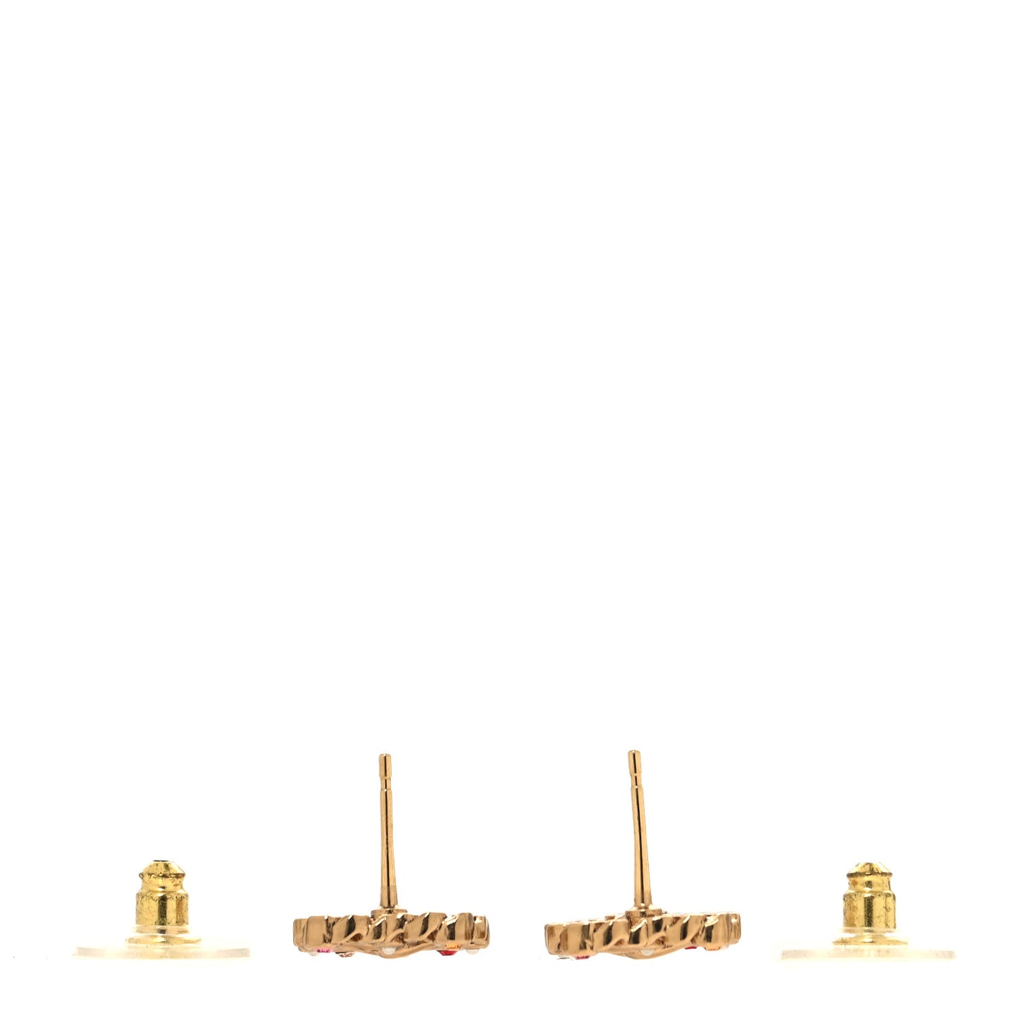 Pearl Crystal CC Heart Earrings Gold Multicolor